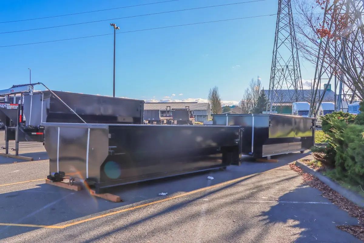 Roll-off dumpster ready for waste disposal at job site for Estate Cleanout Dumpster Rental in Riverside